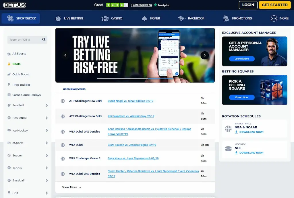 BetUS Sportsbook Betting Options Feb 2026