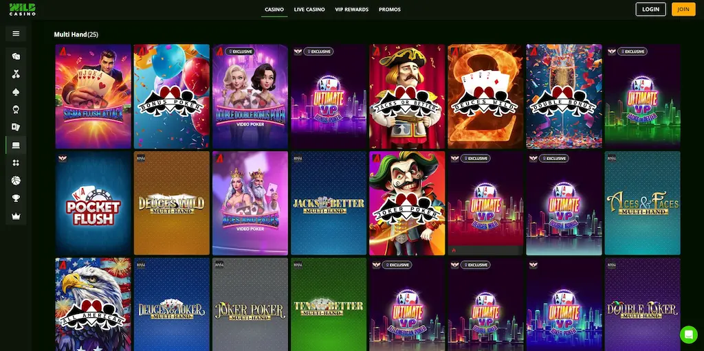 Wild Casino Video Poker Mar 2026