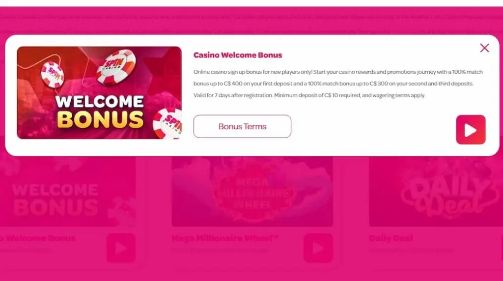 Spin Casino Welcome Bonus Apr 2026