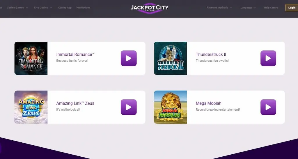 Jackpot City Casino Games Apr 2026