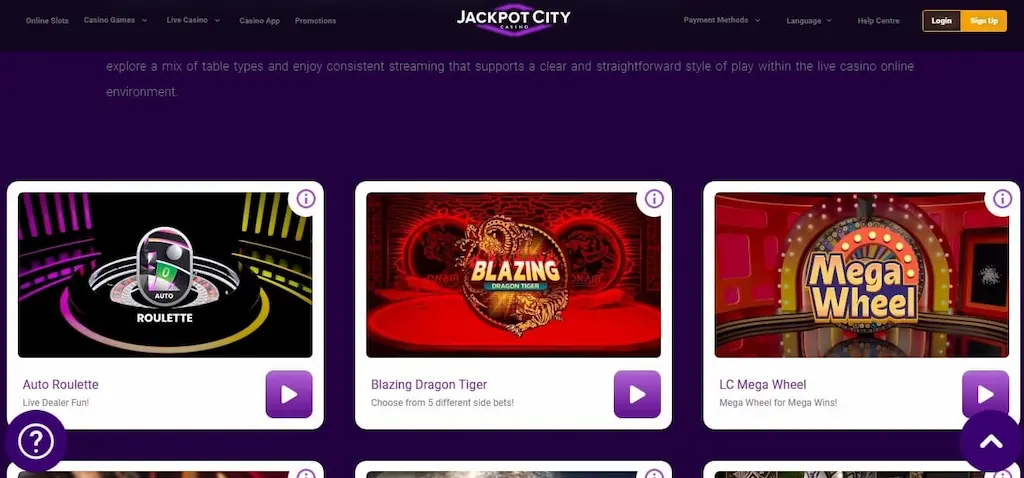 Jackpot City Casino Features Apr 2026