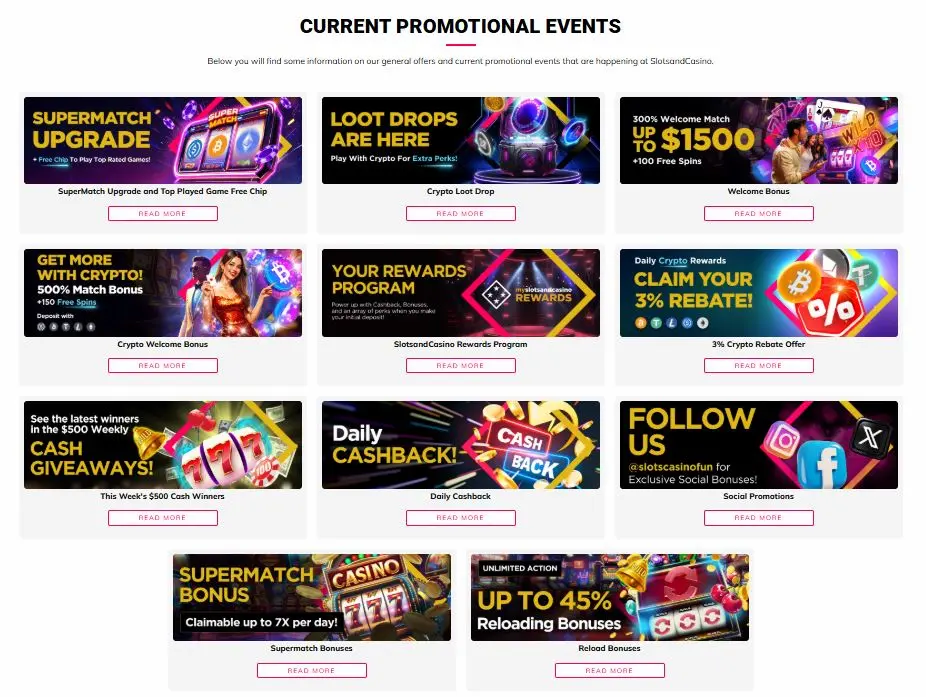 SlotsandCasino Other Bonuses and Promotions Apr 2026