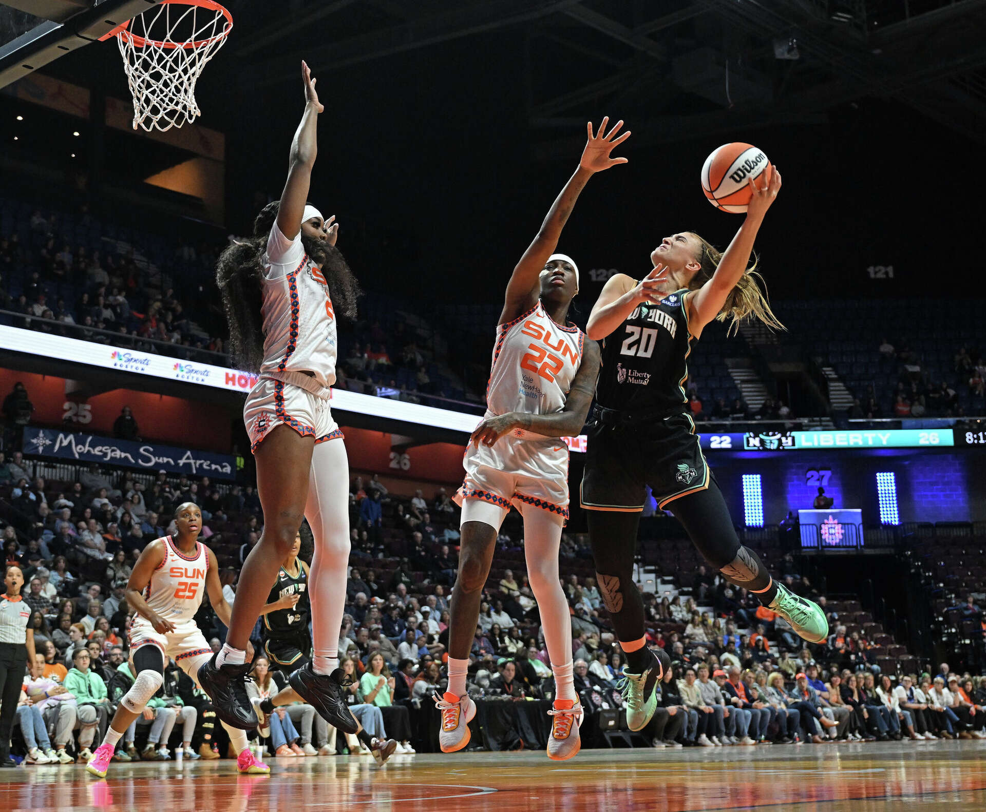 Sabrina Ionescu, Saniya Rivers and Aneesah Morrow