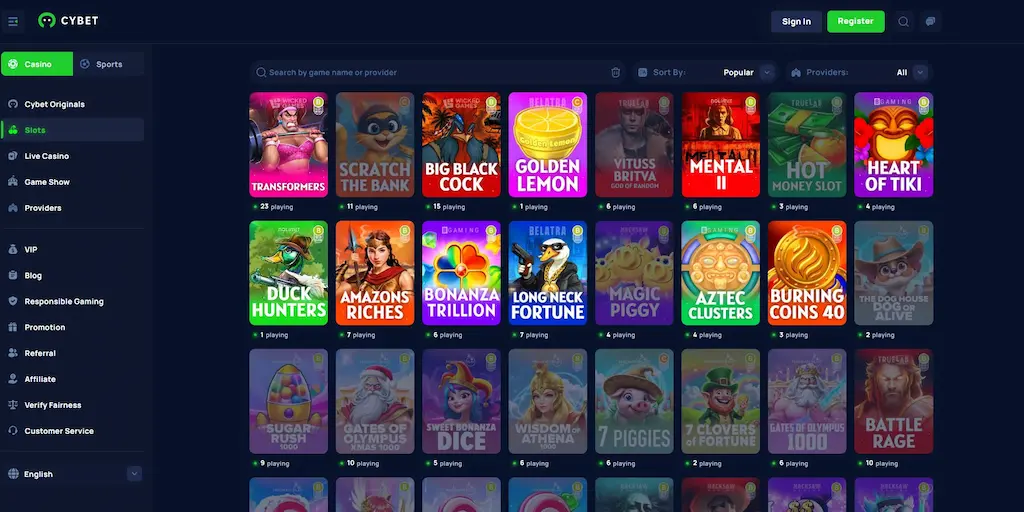 Cybet Casino Games May 2026