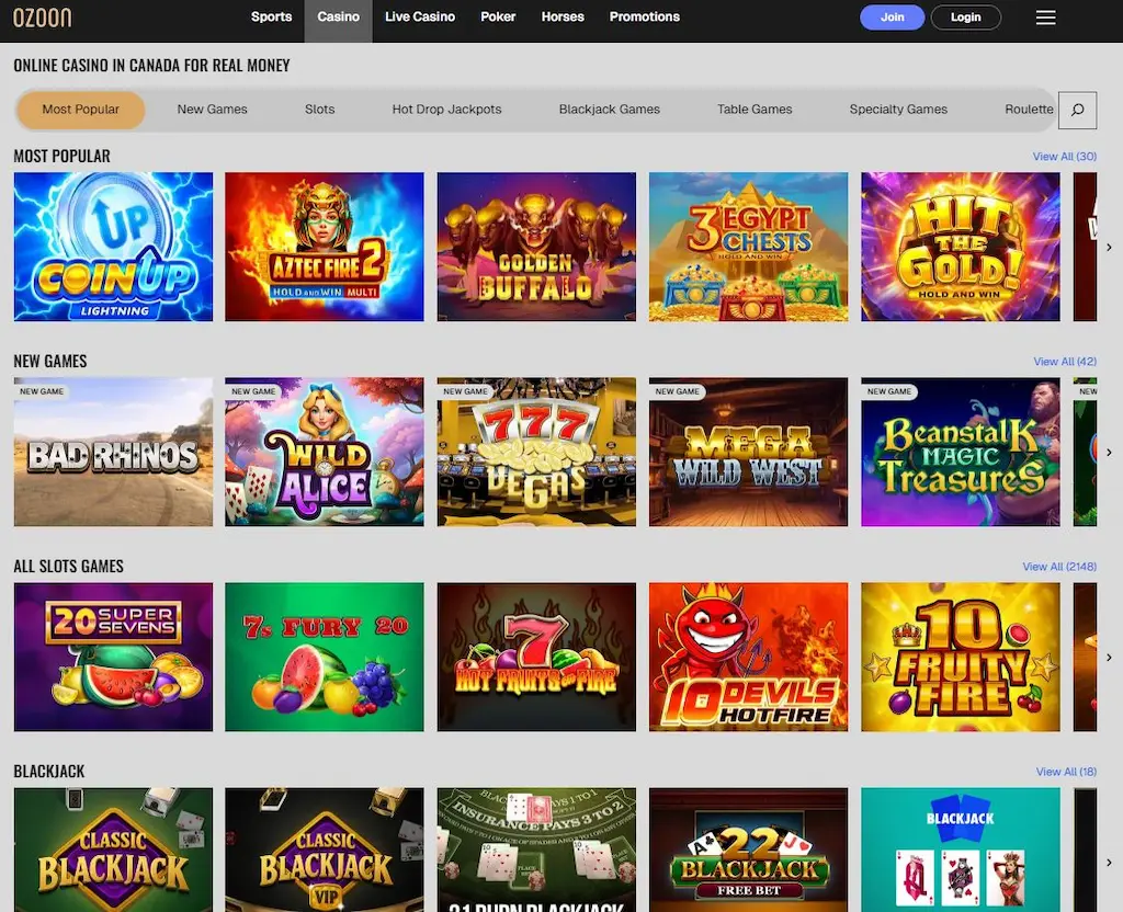 Ozoon Casino Features May 2026