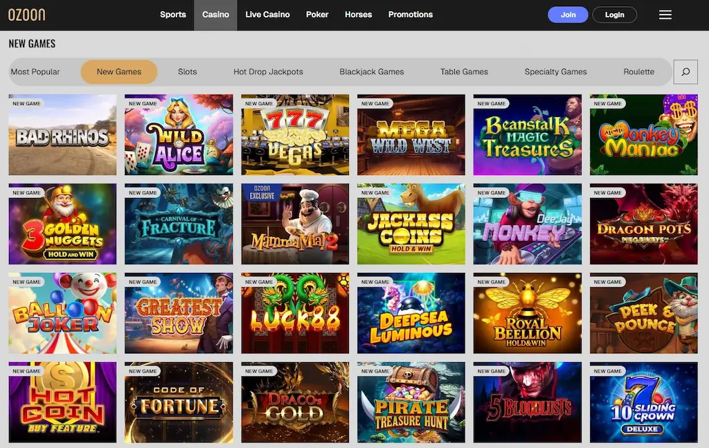 Ozoon Casino Games May 2026
