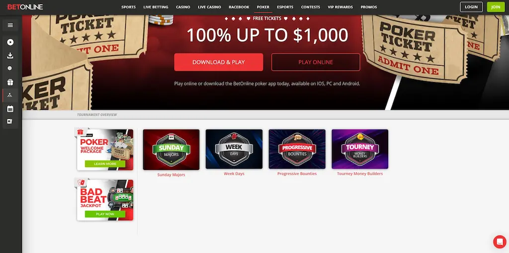 betonline poker games and tournaments may 2026