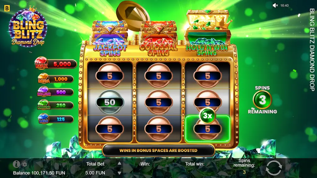 bling blitz diamond drop hold 'n' win spins