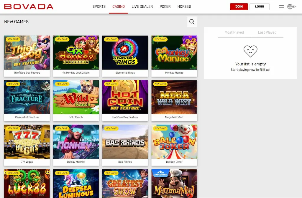 bovada casino games may 2026