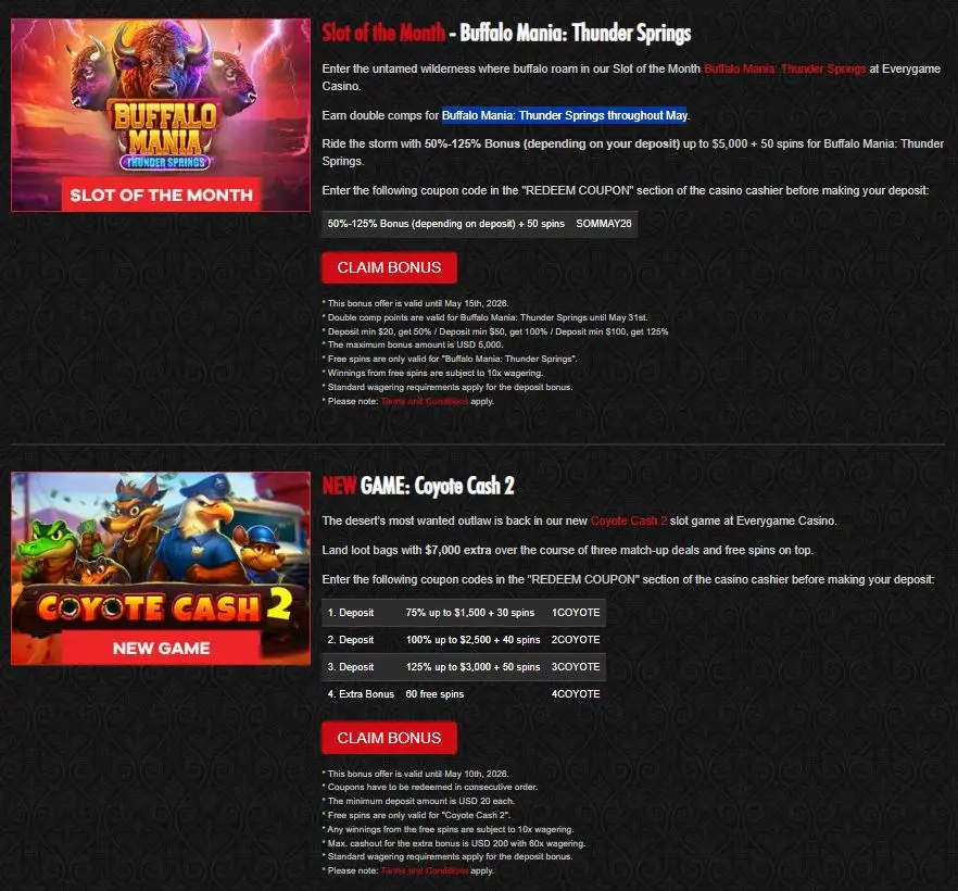 everygame casino promotions may 2026
