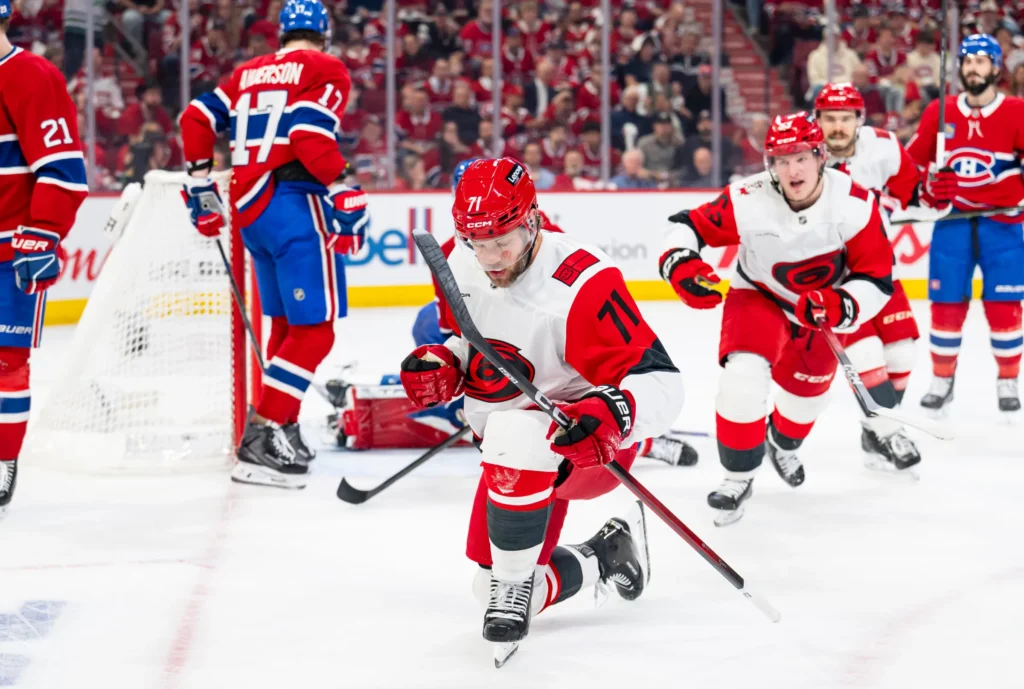 Taylor Hall and Jakub Dobes