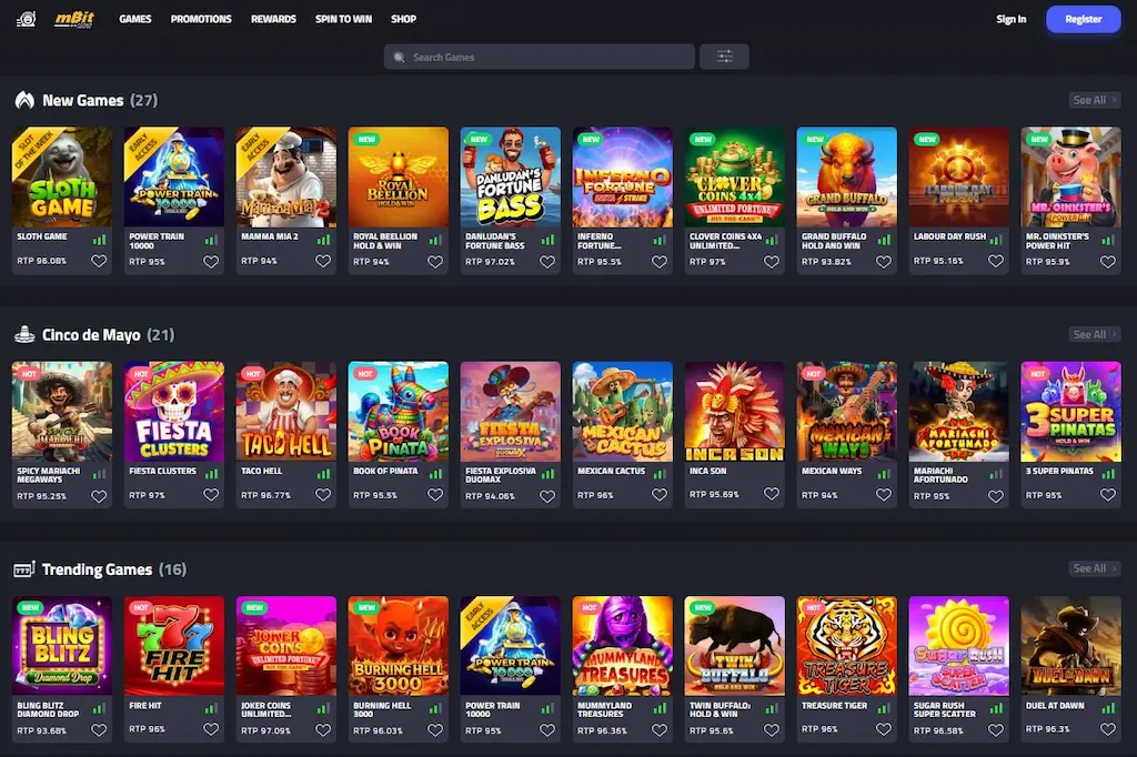 mBitcasino Games May 2026