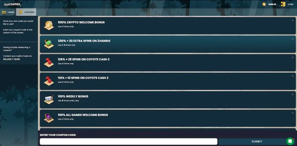 slots ninja casino other bonuses and promos may 2026