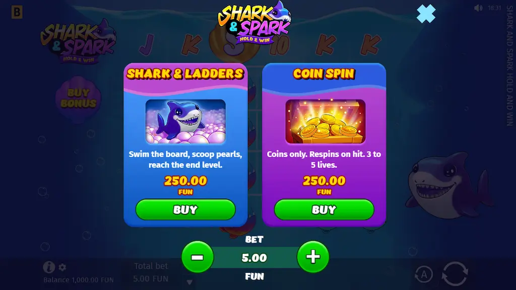 shark & spark hold & win buy bonus